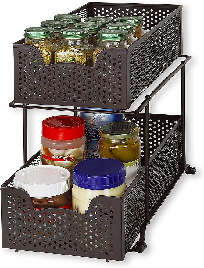 SIMPLE HOUSEWARE 2 Tier Sliding Cabinet Basket Organizer Drawer by SimpleHouseware