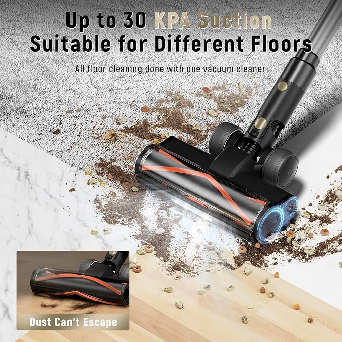 Cordless Vacuum Cleaner, 30Kpa Home Stick Vacuum, Smart Display & 1.5L Dust Cup - Image 3