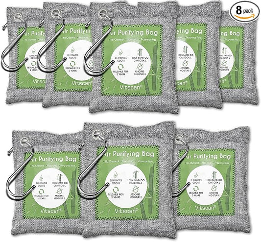 8 Pack Bamboo Charcoal Air Purifying Bag, Activated Charcoal Bags Odor Absorber by VITSCAN
