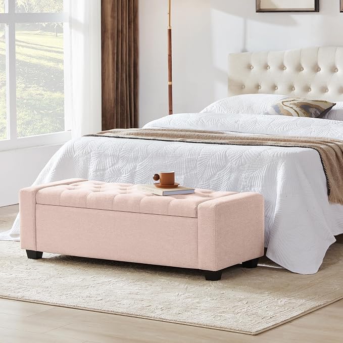 48" Ottoman with Storage, Upholstered Entryway Bench with Seating - Image 7