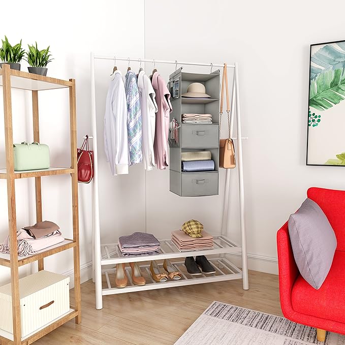 MAX Houser 5 Tier Shelf Hanging Closet Organizer, Cloth Hanging Shelf - Image 6