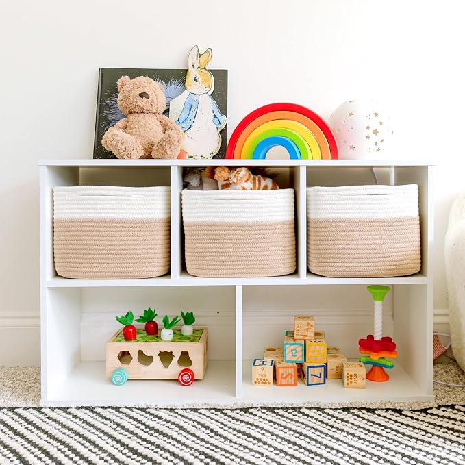 NaturalCozy Storage Cubes 9”x9”x7”Cotton Rope Woven Baskets - Image 3