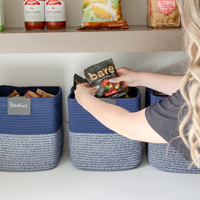 NaturalCozy Storage Cubes 11 Inch Cotton Rope Woven Baskets