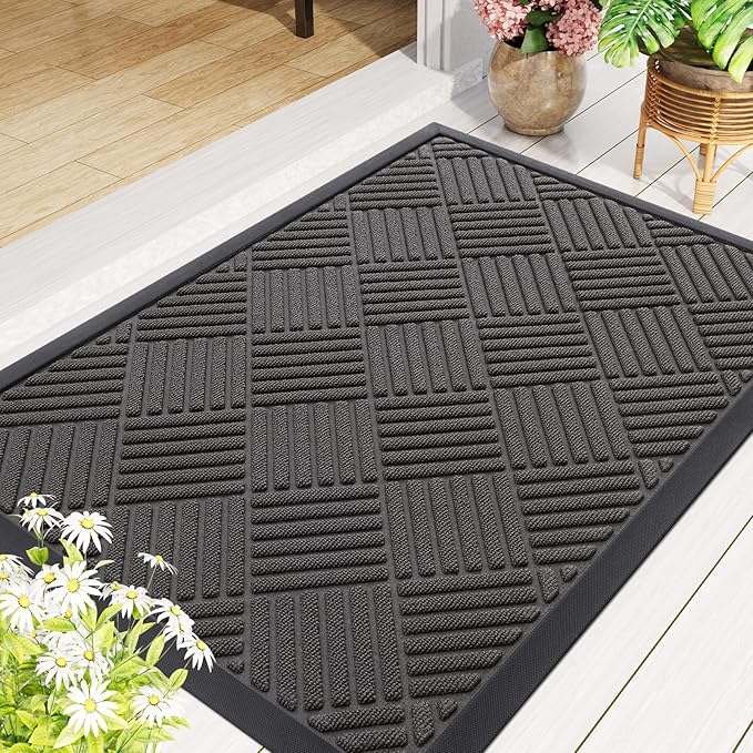 Smiry Front Door Mat Outside Entrance, Heavy Duty Outdoor Indoor Natural Rubber - Image 8
