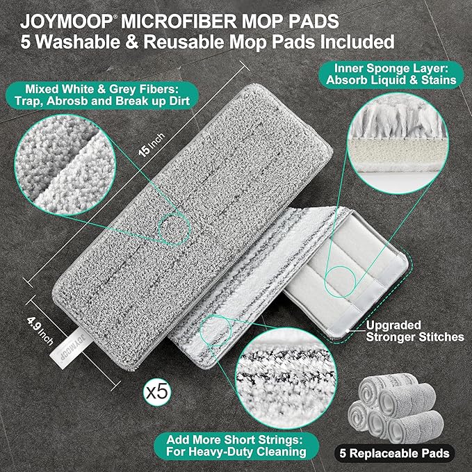 JOYMOOP Mop and Bucket with Wringer Set, Flat Squeeze Mop with Bucket, Dust Mop - Image 7