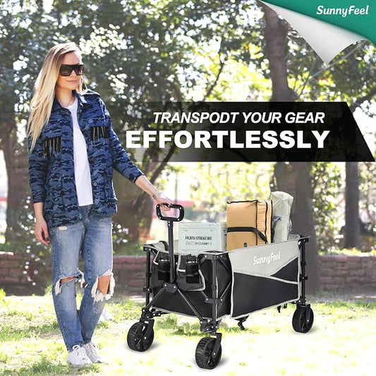 SunnyFeel Heavy Duty Collapsible Outdoor Utility Wagon Cart 400LB Capacity - Image 2