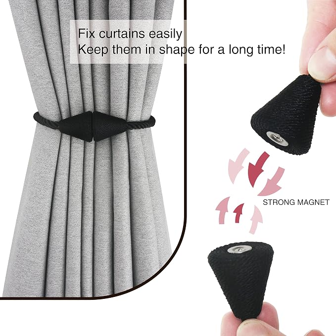 2 Pack Magnetic Curtain Tiebacks Rope Modern Handmade Curtain Tie Backs - Image 2
