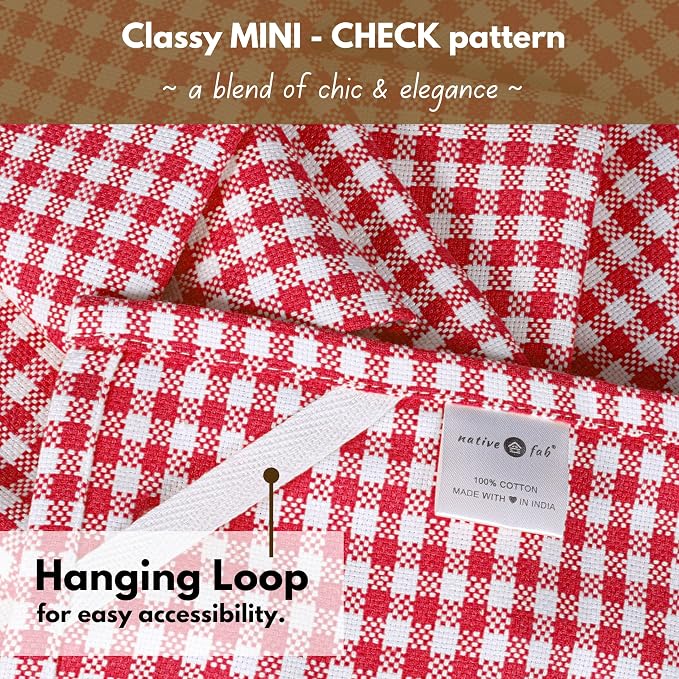 Native Fab 12 Pack Gingham Check Kitchen Towels 16"x26" - Image 7