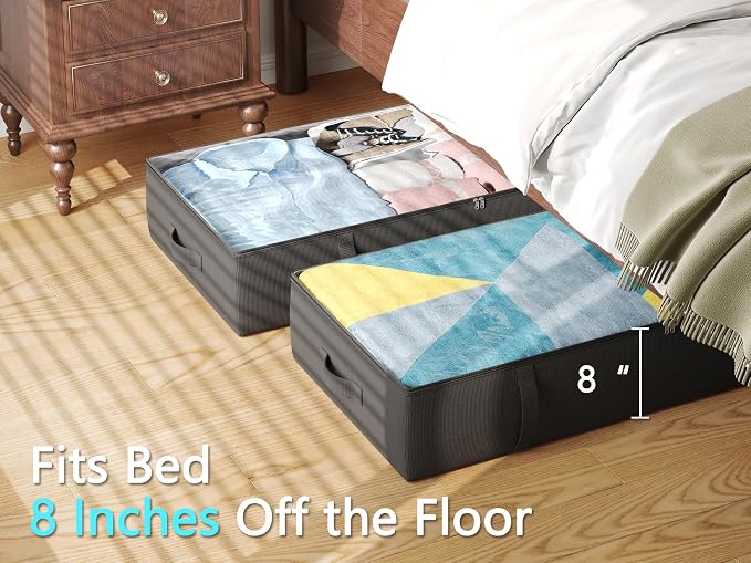 2-Pack Under Bed Storage Containers, 8 Inches Tall Underbed Clothes Storage - Image 6