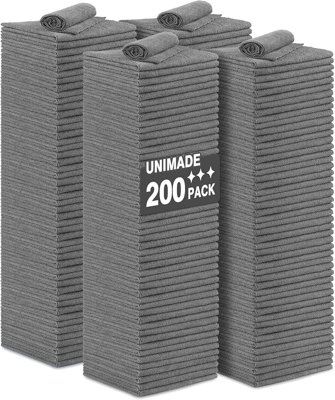 Microfiber Cleaning Cloth, 200 Pack Microfiber Towels by Unimade