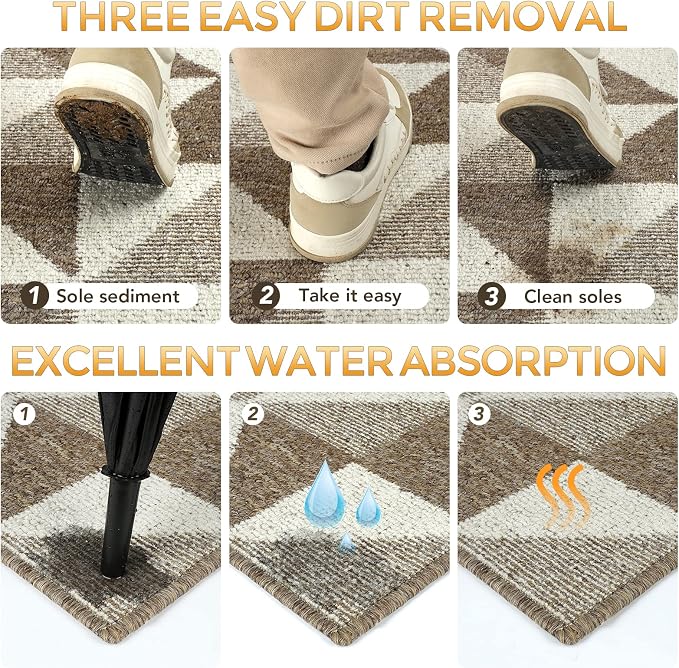 hicorfe Indoor Doormat, Low-Profile Absorbent Resist Dirt Entryway Doormat - Image 4