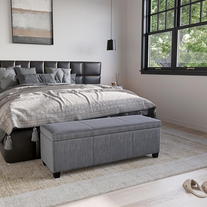 BELLEZE Storage Ottoman, 47 Inch Bench Bedroom Bench - Image 3