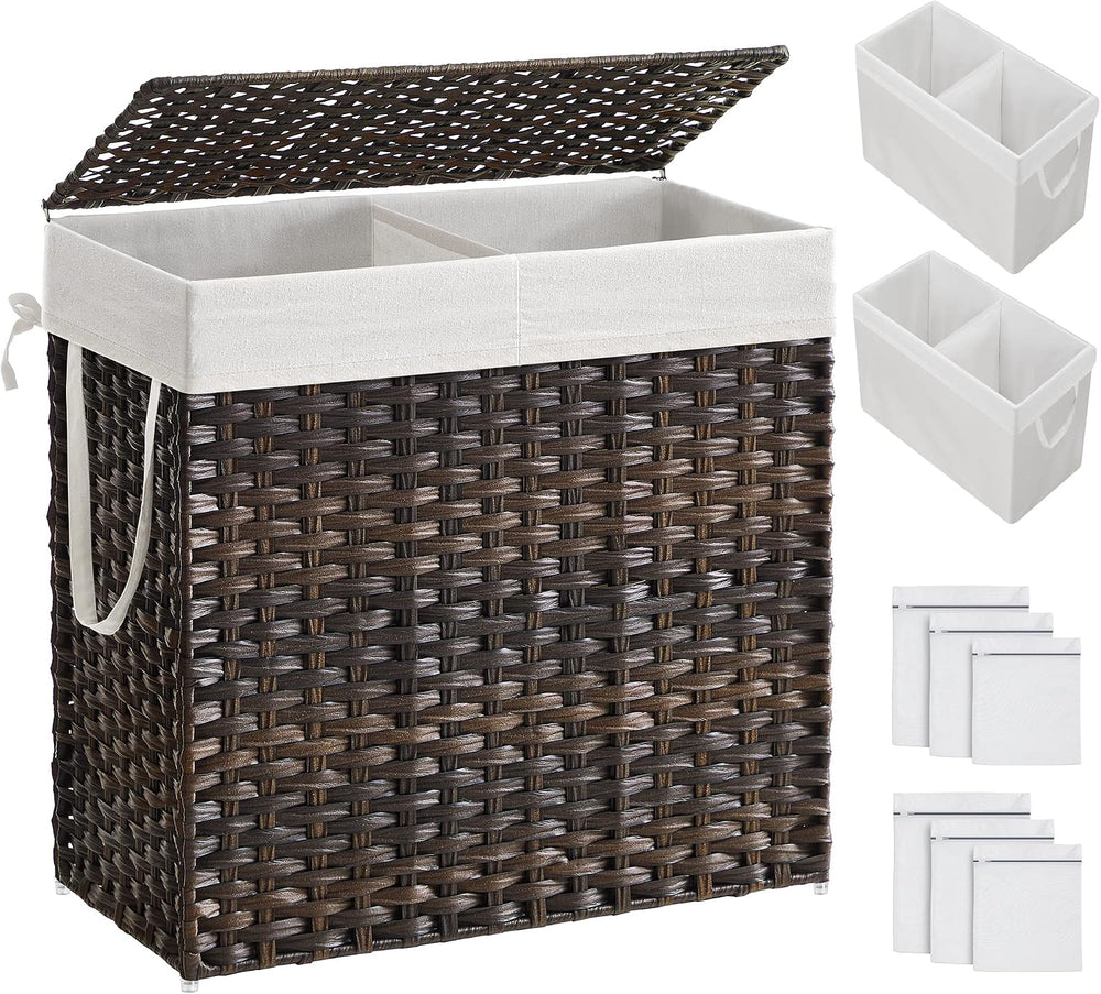 SONGMICS Laundry Hamper with Lid, 130L Clothes Hamper with 2 Removable Liner
