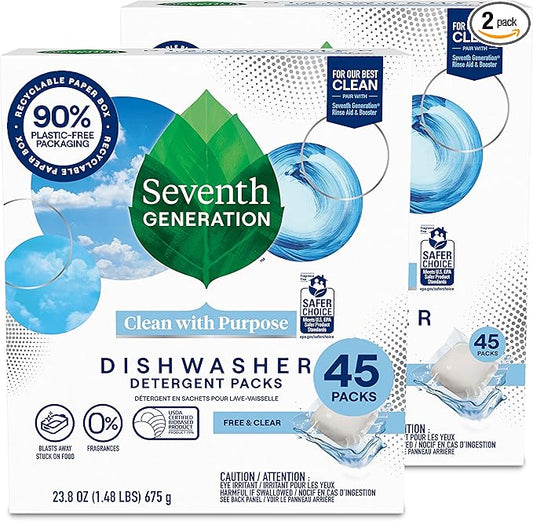 Seventh Generation Dishwasher Detergent Packs Free & Clear Pack of 2 by SeventhGeneration