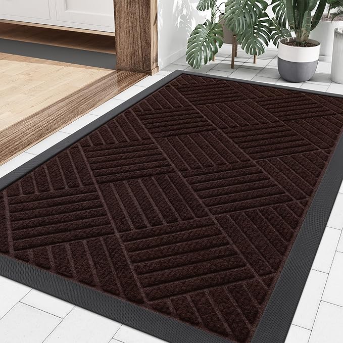Smiry Front Door Mat Outside Entrance, Heavy Duty Outdoor Indoor Natural Rubber by Smiry