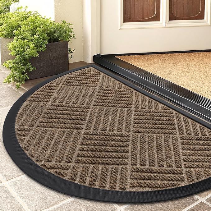 Smiry Half Circle Front Door Mat Outside Entrance, Heavy Duty Outdoor Indoor by Smiry