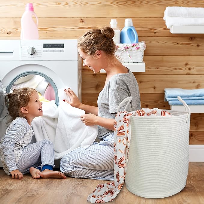Cotton Rope Laundry Basket Hamper - Image 4