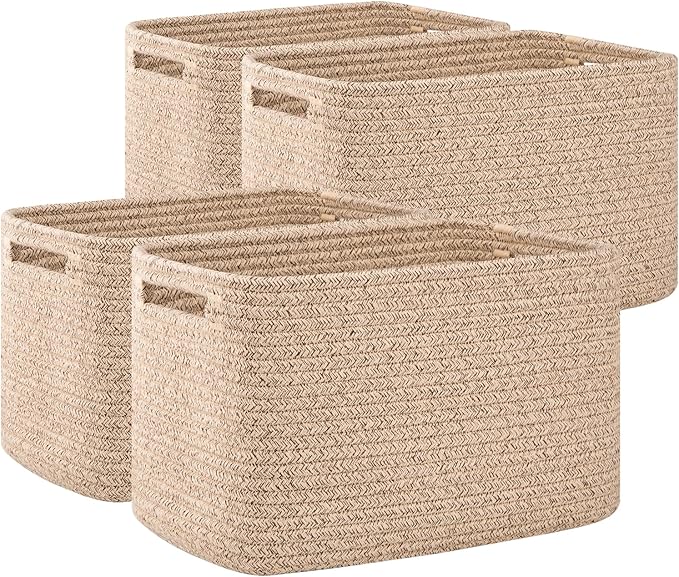 OIAHOMY 4 Pack Storage Baskets for Organizing, Cube Storage Bins for Shelves by MasterofSpaceOptimization