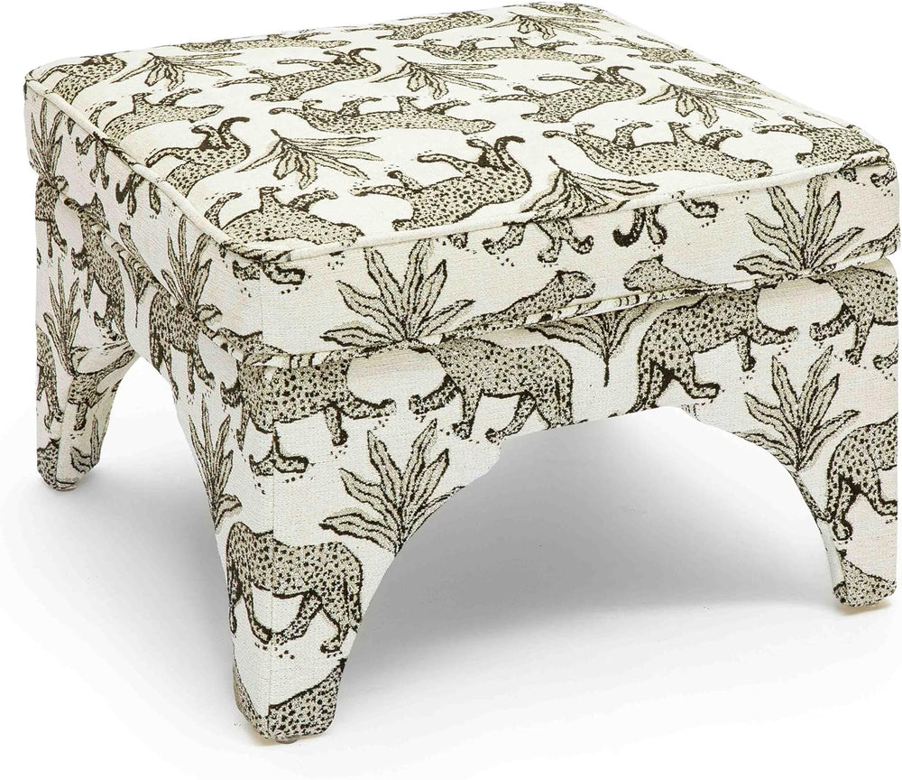 Tov Furniture Raji Jacquard Ottoman (Taupe Leopard)