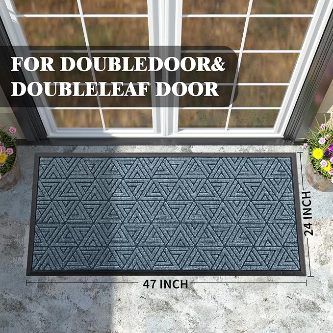Yimobra Large Door Mat 47x24, All-Weather Waterproof Non-Slip Welcome Matt - Image 2
