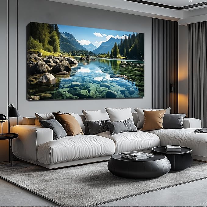 GUGIKA Landscape Wall Art for Living Room, Mountain and Lake Wall-Decor for by GUGIKA