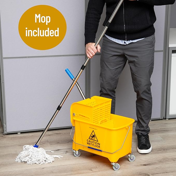 Mind Reader Bucket with Wringer and Mop Set, 22 Qt, Floor Cleaning, 16.25" L x - Image 3