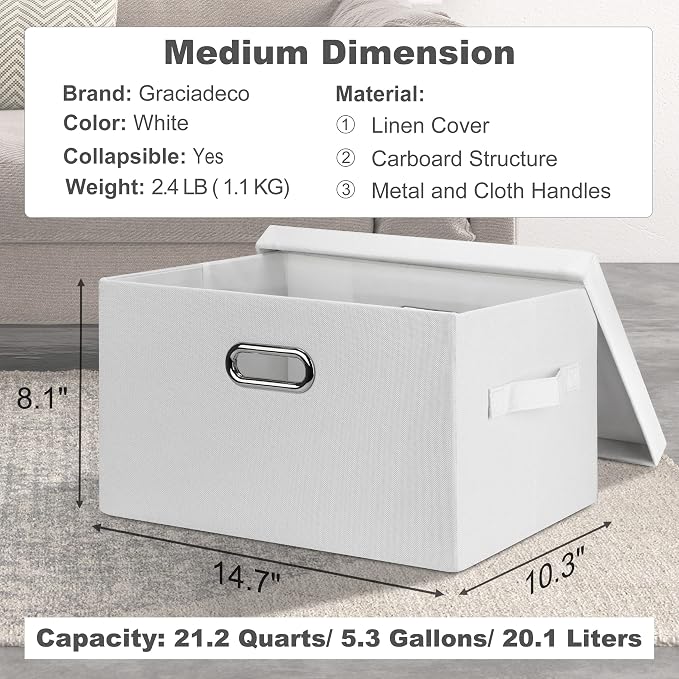 Medium 15" 21 Quart Collapsible Stackable Storage Bins - Image 2
