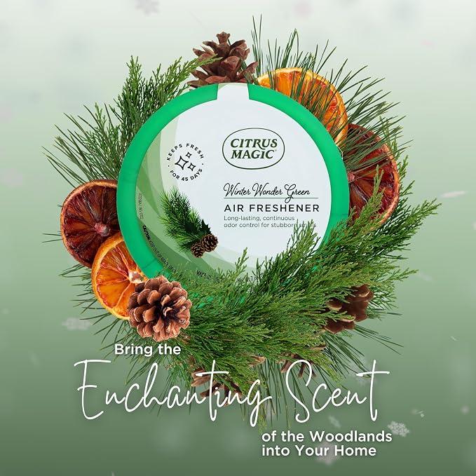 Citrus Magic Holiday Odor Absorbing Solid Air Freshener, Winter Wonder Green - Image 3