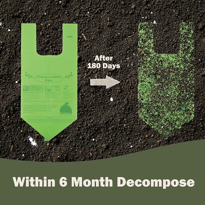 Compost Bags 4-5 Gallon with Handles Tie Extra Thick 0.78 Mils Wastebasket - Image 2
