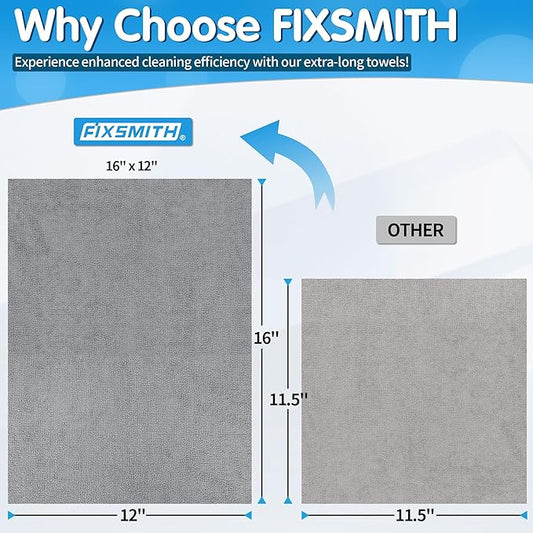 FIXSMITH Grey Microfiber Cleaning Cloth, Reusable Shop Towels, Microfiber Towels - Image 2