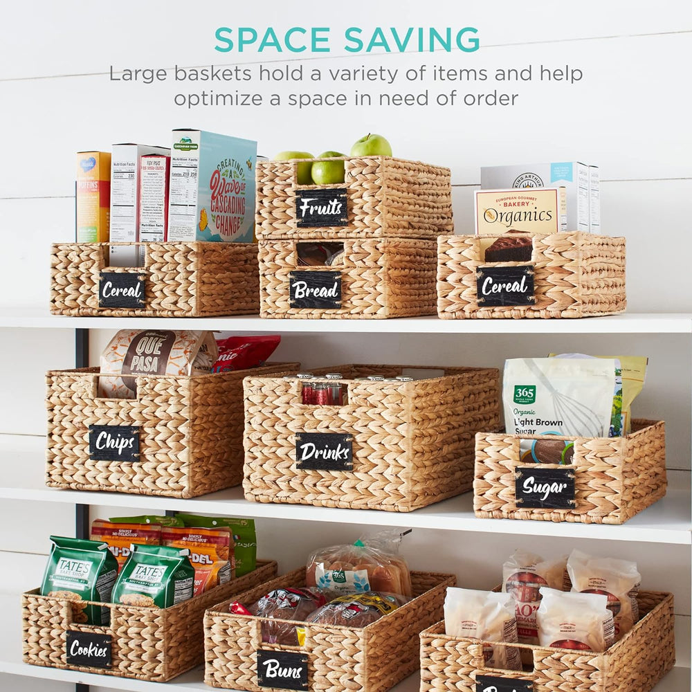 Best Choice Products Pantry Baskets Set of 2 16x12in Water Hyacinth Storage B...