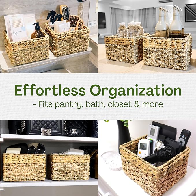 Small Wicker Baskets for Storage 2-Pack, Woven Baskets for Organizing Living - Image 5