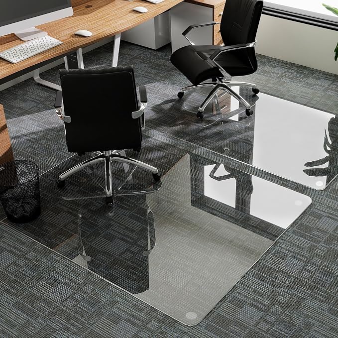 GLSLAND 47"x40" Tempered Glass Chair Mat Heavy-Duty Floor Protector - Image 7