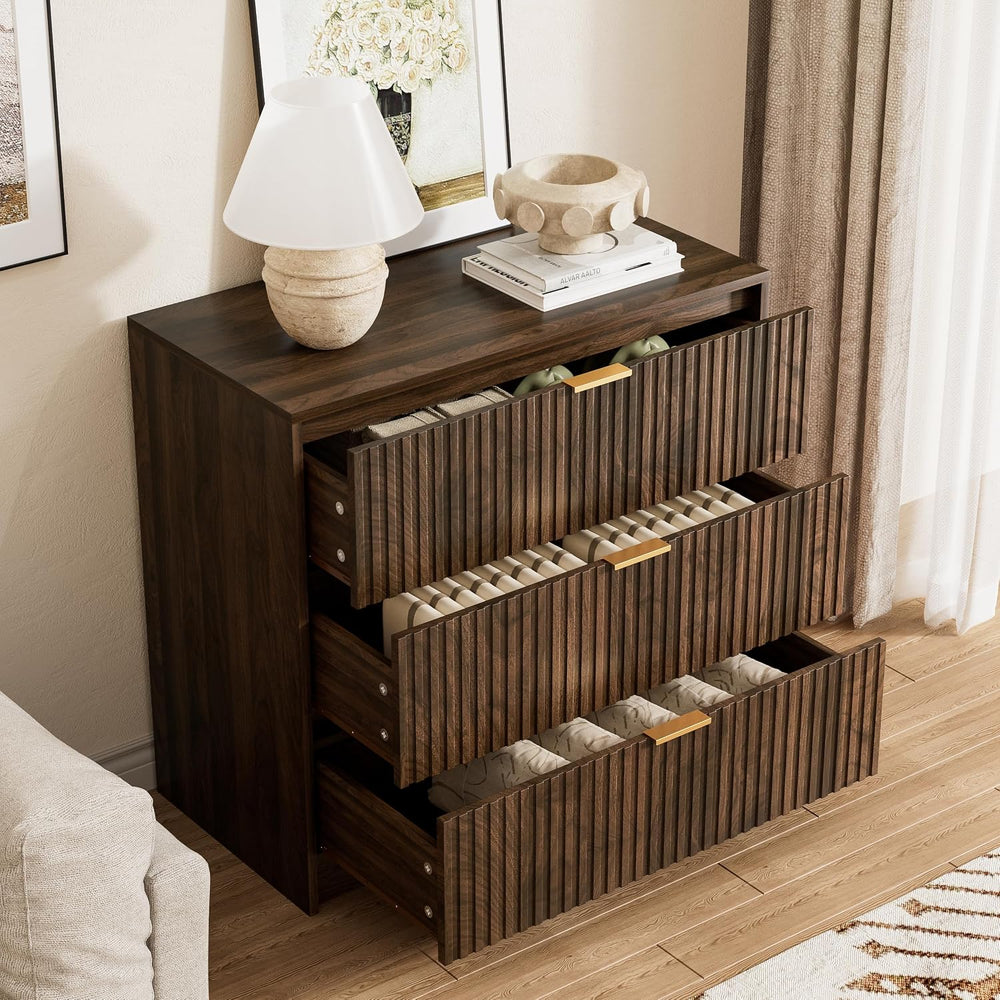 Furniway 3 Piece Bedroom Set, 6 Drawer Dresser and 3-Drawer Nightstand Set of...