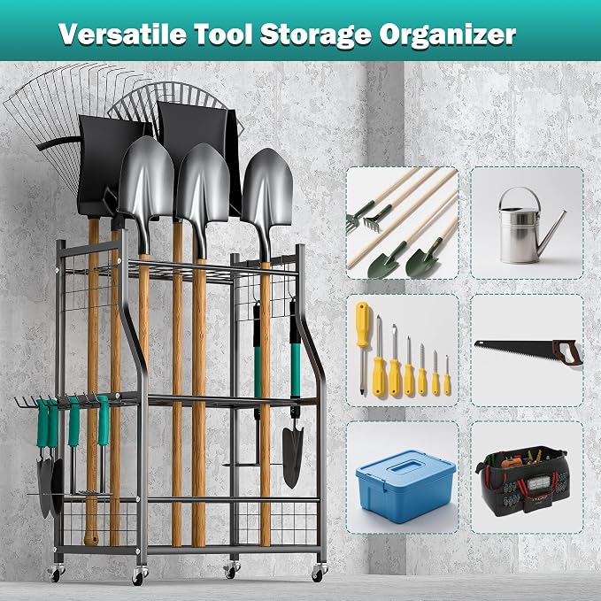 EVERHANGER Garden Tool Organizer Stand, Garage Tool Storage Organization - Image 5