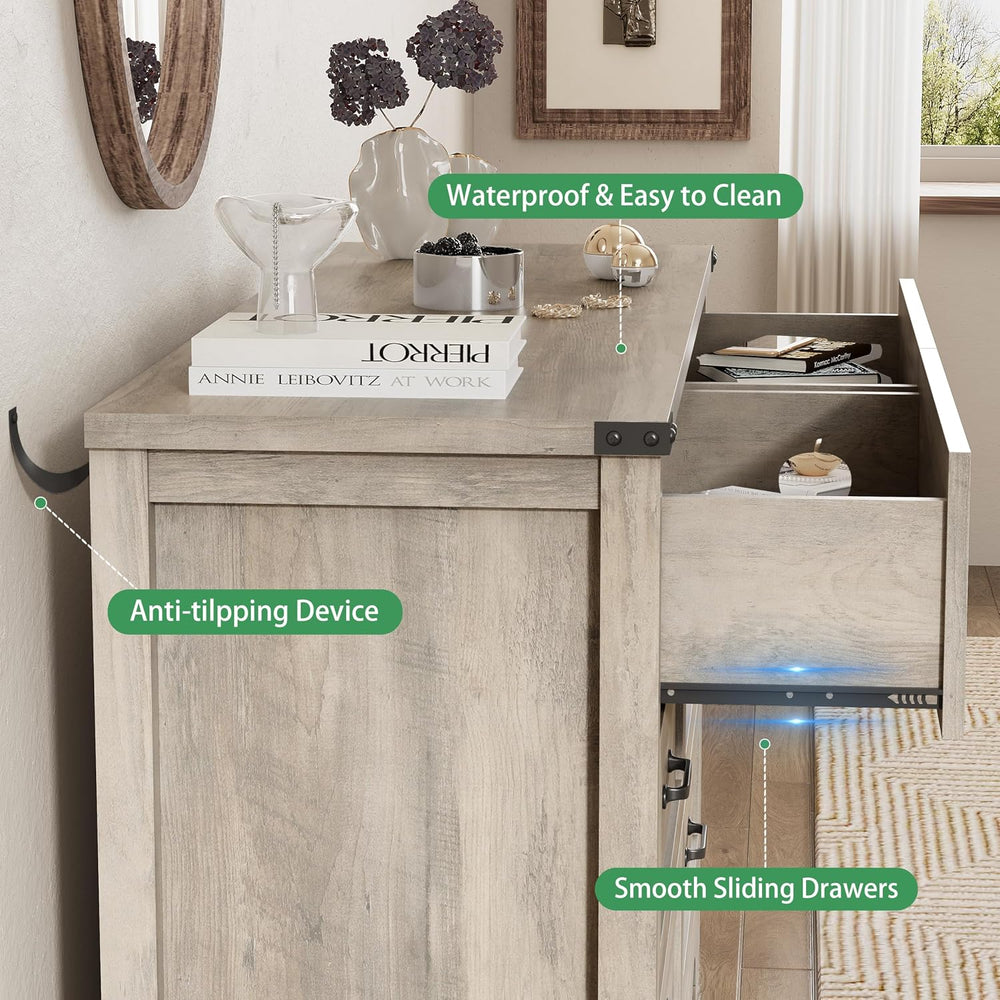 Dresser for Bedroom with 6 Drawers, 49" Tall Wood Chest of Drawers with ...