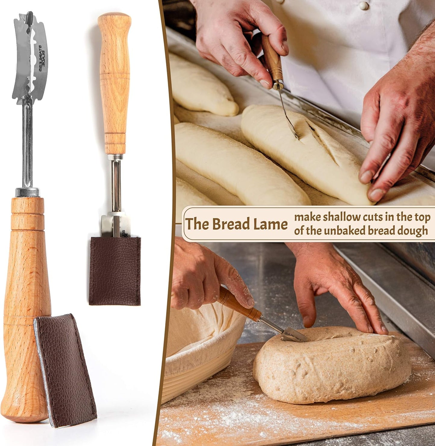 11" Oval Banneton Proofing Basket Set of 2 - Sourdough Starter Kit with Bread Lame, Danish Whisk, Metal & Bowl Scrapers, Cleaning Brush - Professional Artisan Baker Gift Set