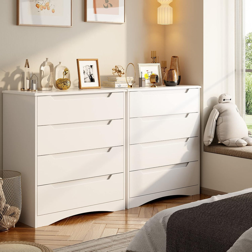 Gizoon 4 Drawer Dresser for Bedroom, Sturdy White Chest of Drawers, White
