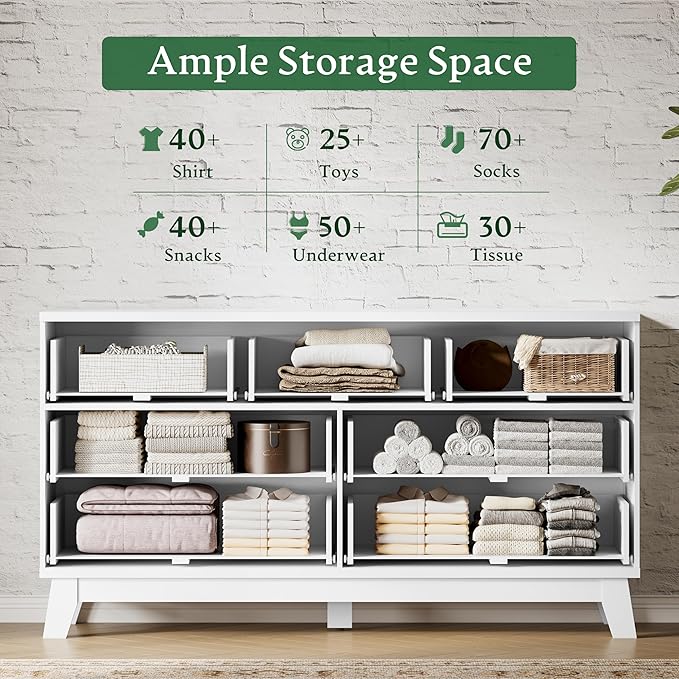 Fluted Dresser with 7 Drawers, Wooden Dresser TV Stand, Wood Closet Clothes - Image 4