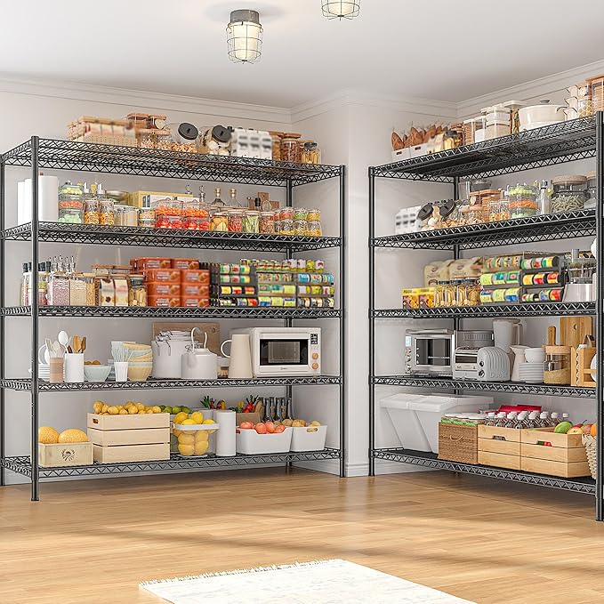 REIBII 55.5" W Storage Shelves 3200LBS Wire Shelving Unit 5 Tier Metal S...