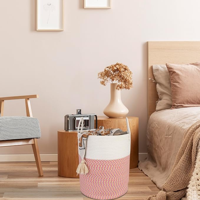 Cotton Rope Laundry Basket Hamper - Image 5