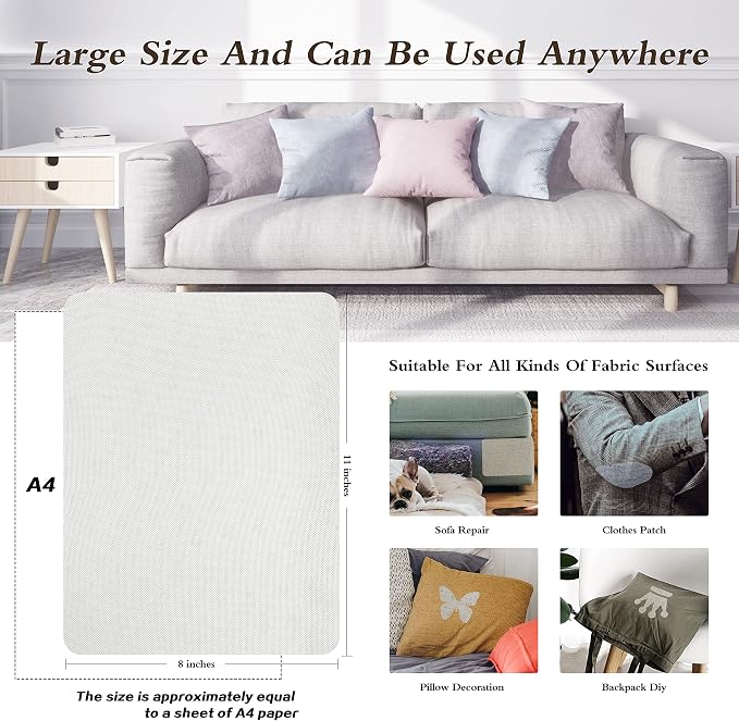 Self-Adhesive Fabric Patches for Sofa and Clothes Repair, 8X11 inch 2 PCS - Image 4
