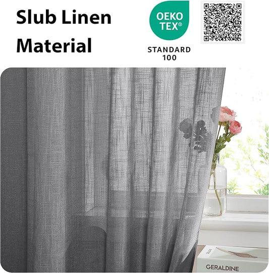 NICETOWN Linen French Door Curtains Privacy Light Reducing Window Coverings - Image 2