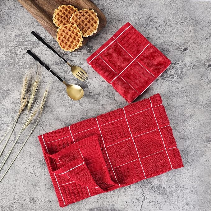 Glynniss Red Kitchen Towels and Dishcloths Set, Dish Towels and Dish Rags Set - Image 3