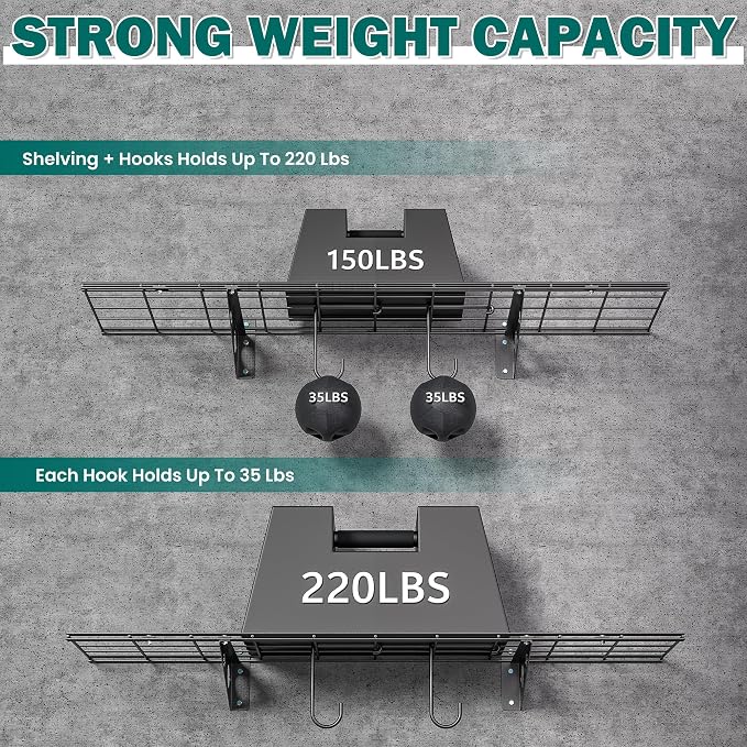 EVERHANGER Garage Wall Shelves, 12 X 48 Inch Wall Mounted Storage Shelves