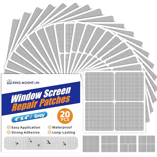 KING MOUNTAIN Grey Window Screen Repair Patch, Strong Adhesive & Waterproof by ForABetterHomeLife