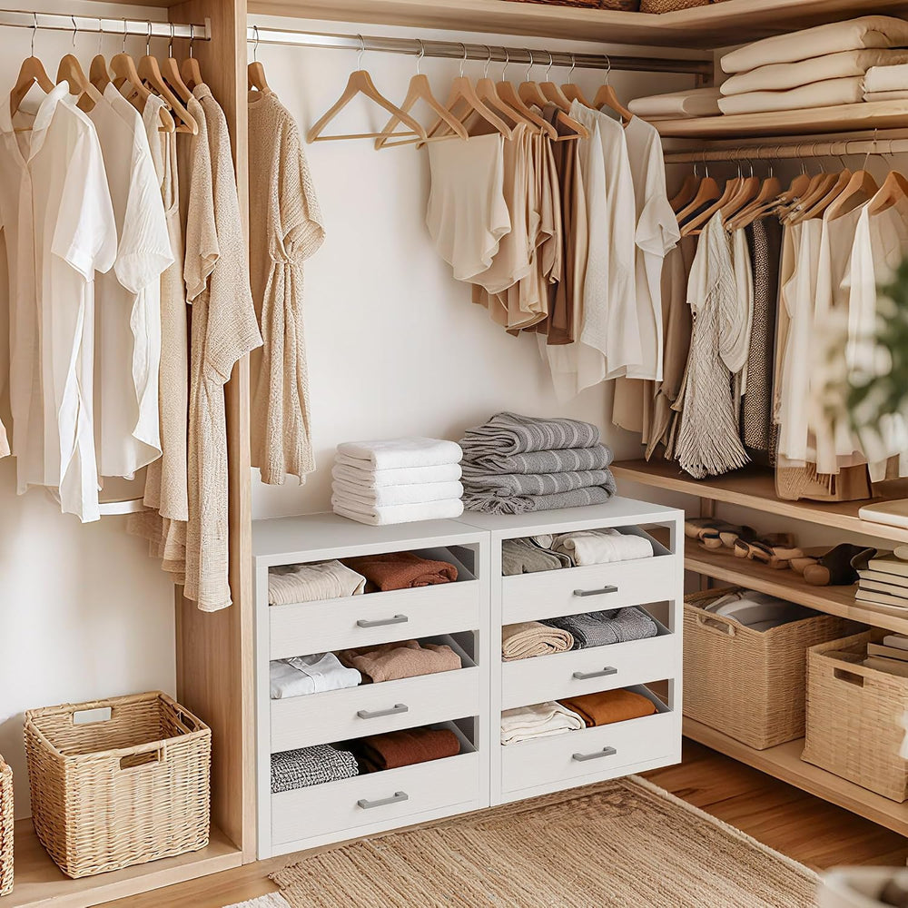 BOLUO Closet Drawers White 3 Drawer Dresser for Closet Organizers and Storage...