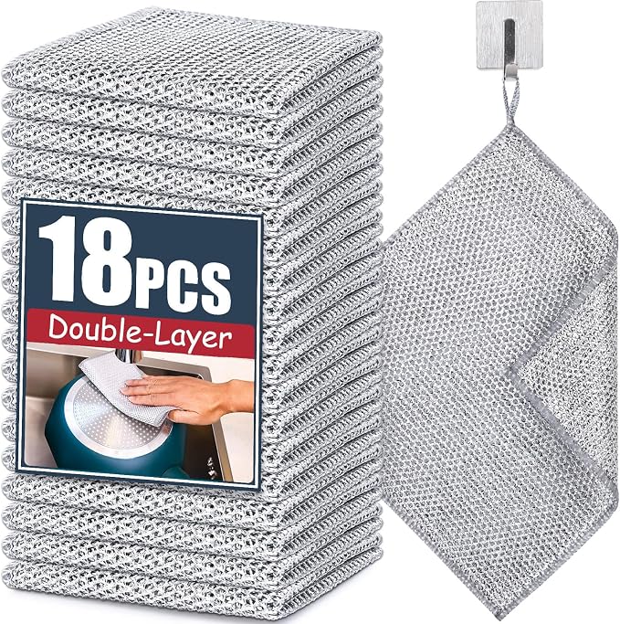 Navona 18 Pcs New Upgrade Steel Wire Dishcloth, Double-Layer Steel Wire by Unknown