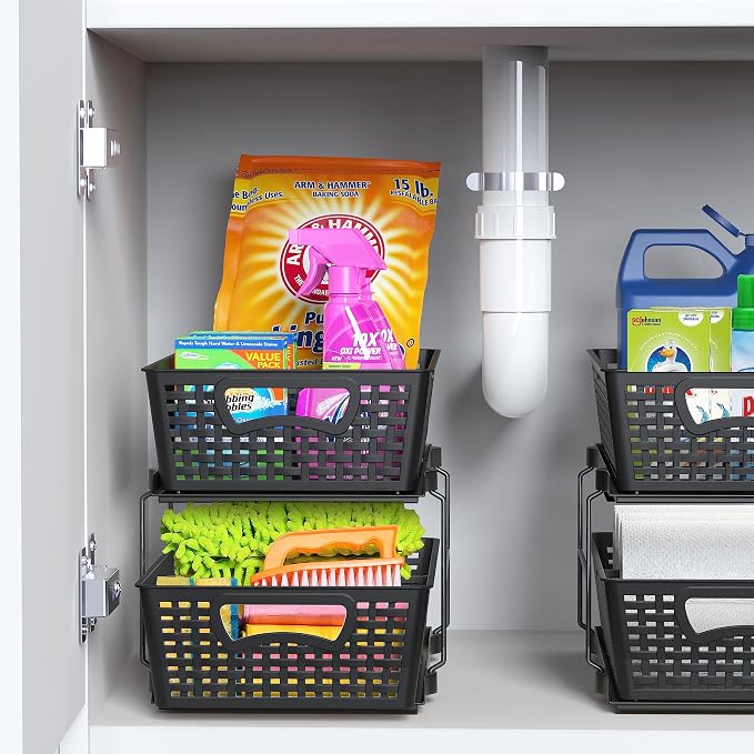 Simple Houseware 2 Tier Bathroom Organizer Tray Pull-Out Sliding - Image 6