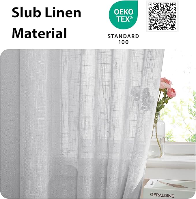 NICETOWN Sidelight Curtain for Light Filtering Linen Window Sheer Curtains for - Image 2